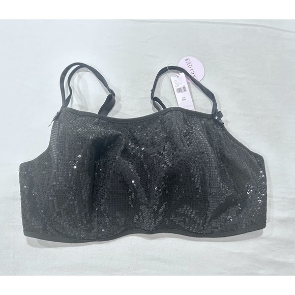 Cacique Other - Cacique Sequin Cami Bra Sz 40D Black NWT Sexy Valentines